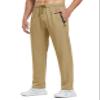 BGOWATU Men's Sweatpants with Zip Pockets Lightweight Quick Dry Athletic Workout Joggers Elastic Waist Hiking Travel Pants A2 Khaki S view 2