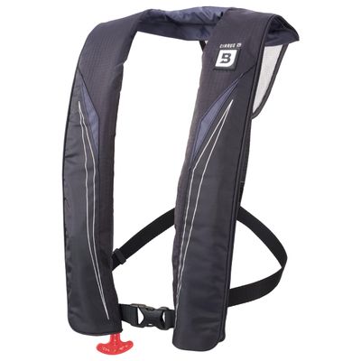 BLUESTORM Cirrus26 Inflatable PFD Life Jackets for Adults | US Coast Guard Approved Automatic Life Vest w/Manual Override Convertibility (Apex Black, One Size)