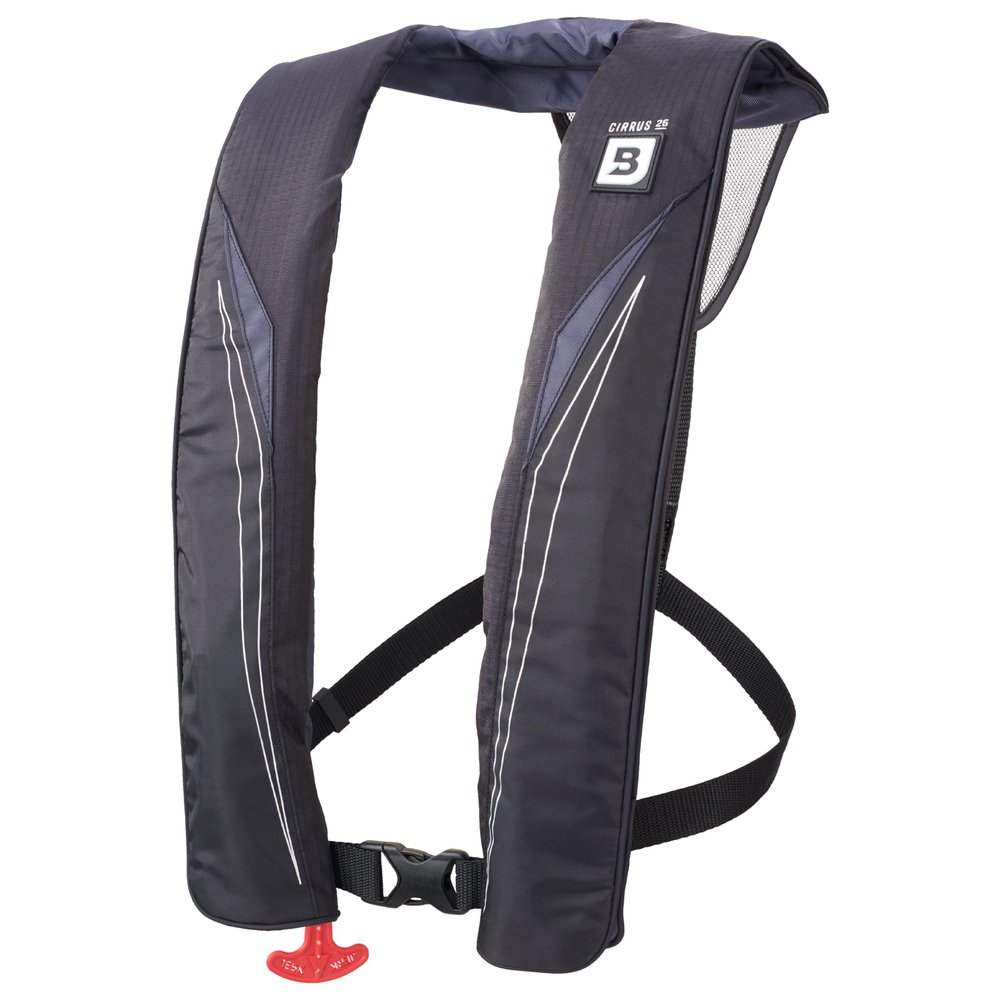 BLUESTORM Cirrus26 Inflatable PFD Life Jackets for Adults | US Coast Guard Approved Automatic Life Vest w/Manual Override Convertibility (Apex Black, One Size)