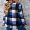 Dokotoo Womens Spring Fall Casual Ladies Basic Cotton Cuffed 3/4 Long Sleeve Plaid Print V Neck Tunic Blouses and Tops Shirts for Women 2025 for Work Fashion Blue view 2