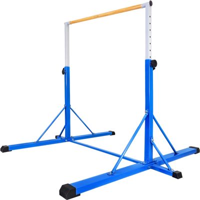 FC FUNCHEER Gymnastics Bar for Kids Ages 3-15, 35" to 60" Adjustable Height, 4FT Wide Base - Professional Kip Bar with 360 Stability & Fiberglass Crossbar, Easy Fold&Solid Design for Home Training