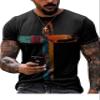 Men's Vintage Oil Painting Faith Jesus Cross Print Casual T-Shirts Christ Crewneck Sweatshirt Short Sleeve Shirts for Men Black view 1