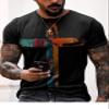 Men's Vintage Oil Painting Faith Jesus Cross Print Casual T-Shirts Christ Crewneck Sweatshirt Short Sleeve Shirts for Men Black view 2
