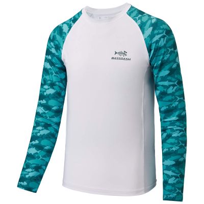 BASSDASH Youth UPF50+ Camo Long Sleeve Fishing Shirt UV Protection Quick Dry Tee