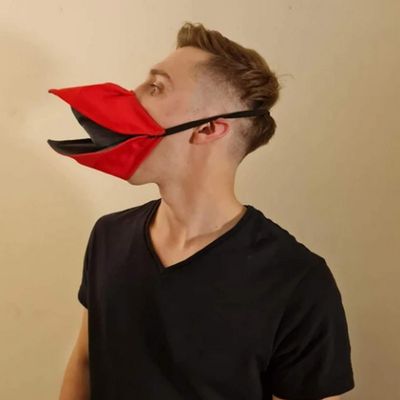 ausuky Party Animal Duck Face Covering Bird Beak Hand Made Talking Face Cover Novelty Christmas (red,Medium)