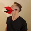 ausuky Party Animal Duck Face Covering Bird Beak Hand Made Talking Face Cover Novelty Christmas (red,Medium) view 1