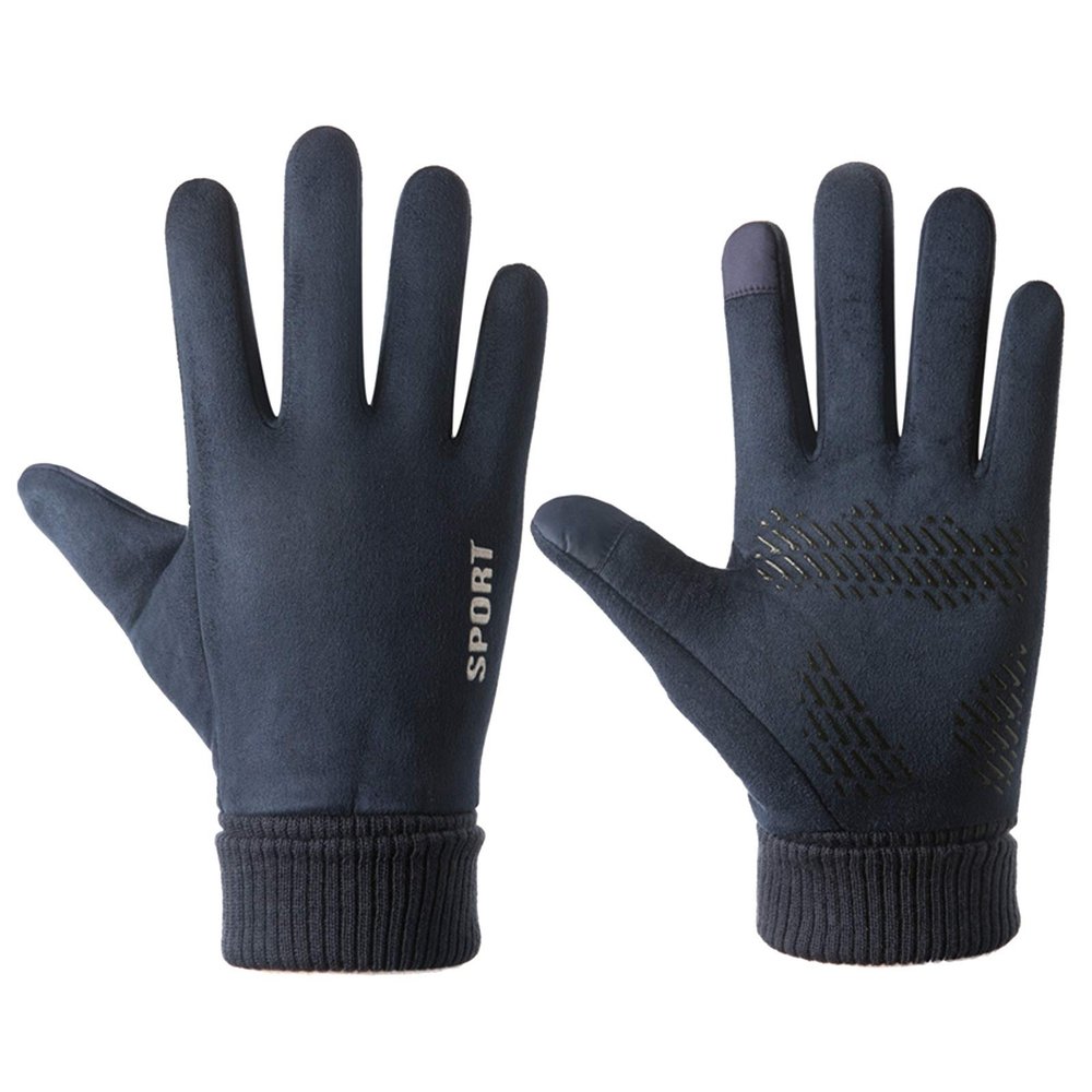 FUFU Gloves Cycling Gloves,Winter Waterproof Touchscreen Gloves Windproof Thermal Gloves with Non-Slip Full Finger for Driving,Running (Color : Blue)