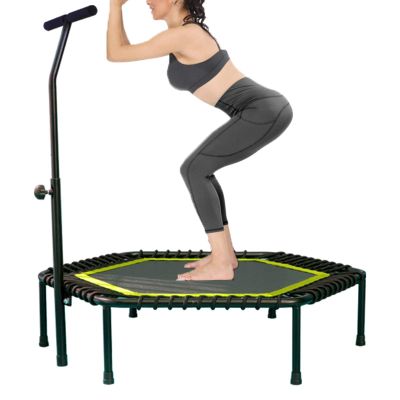 TXTC Exercise Trampoline,Trampoline for Adults,rebounder Trampoline with Adjustable Handle Bar,Kids Trampoline for Workout Fitness for Quiet and Safely Cushioned Bounce (Color : Green)