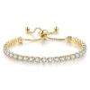 Tennis Bracelets for Women 14K Gold Plated Diamond AAA+ Cubic Zirconia CZ Dainty Classic Adjustable Slider Bracelet Silver Fashion Jewelry Wedding Gift view 1