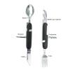 Cluck 6-in-1 Multi-Function Camping Utensil Flatware Set Detachable Spoon Fork Knife Combo Mess Kit with Carrying Pouch (Gold + Black) view 4
