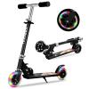 TENBOOM Scooter Toys for Kids Ages 6-12/3-5, Max Load 220 LBS, Foldable Lightweight Kick Scooter with Light Up Wheels, Kickstand, 3 Adjustable Levels, Rear Brake, Black view 1
