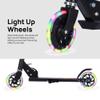 TENBOOM Scooter Toys for Kids Ages 6-12/3-5, Max Load 220 LBS, Foldable Lightweight Kick Scooter with Light Up Wheels, Kickstand, 3 Adjustable Levels, Rear Brake, Black view 3