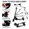 TENBOOM Scooter Toys for Kids Ages 6-12/3-5, Max Load 220 LBS, Foldable Lightweight Kick Scooter with Light Up Wheels, Kickstand, 3 Adjustable Levels, Rear Brake, Black view 4