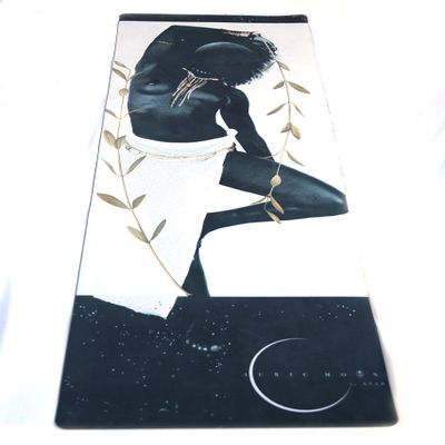 Auric Moon Goddess Luxury Suede Yoga Mat White, Black, Gold 5 ft. x 2 ft.