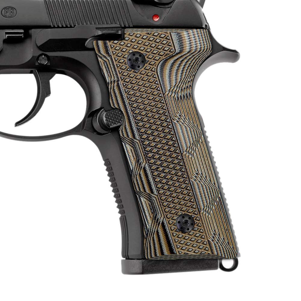 Cool Hand Grips for Beretta Vertec, M9A3, 92X, Custom Screws Included, Iron Texture, Coyote G10, V-IRON-24