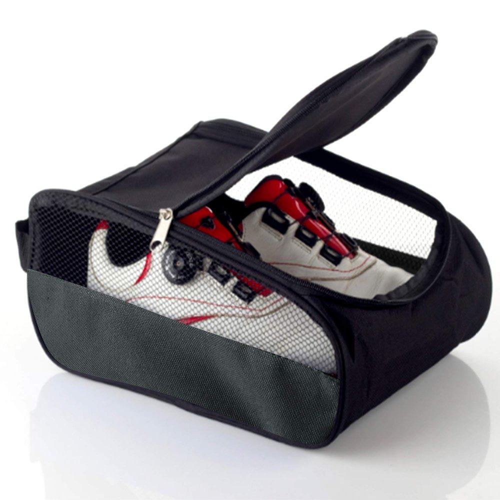 Getfitsoo Golf Shoe Bag, Gray Golf Shoes Bags Men/Women Outdoor Zippered Carrier Bags with Ventilation Sport Shoes Bag Travel Shoe Bags (Grey)
