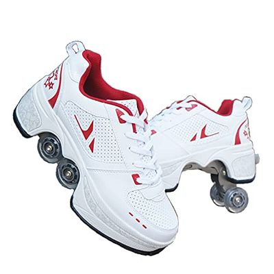 B-8 Roller Skates for Women, Girls & Boys - Adult Parkour Quad Skates with Retractable Wheels for Outdoor & Indoor Use