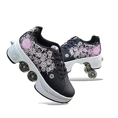 CHSSIH Roller Skates for Women,Shoes with Wheels for Girls Roller skatesfor Girls Ages 6-12, Adult Parkour Quad Roller Shoes Inline Skates Children'sOutdoor Skates,C-6.5