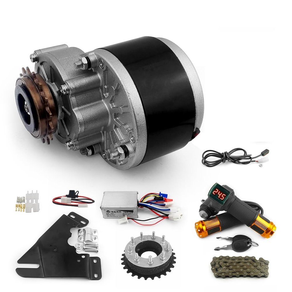 L-faster 24V 36V 250W Bike Brush Motor with Handlebar Throttle Power Switch Voltmeter Brake Sensor (36V 250W kit)