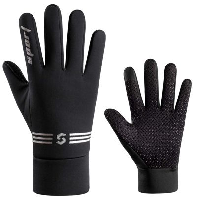 FUFU Gloves Winter Waterproof Touchscreen Gloves Windproof Thermal Gloves with Non-Slip Full Finger for Cycling,Driving,Running (Color : Black)