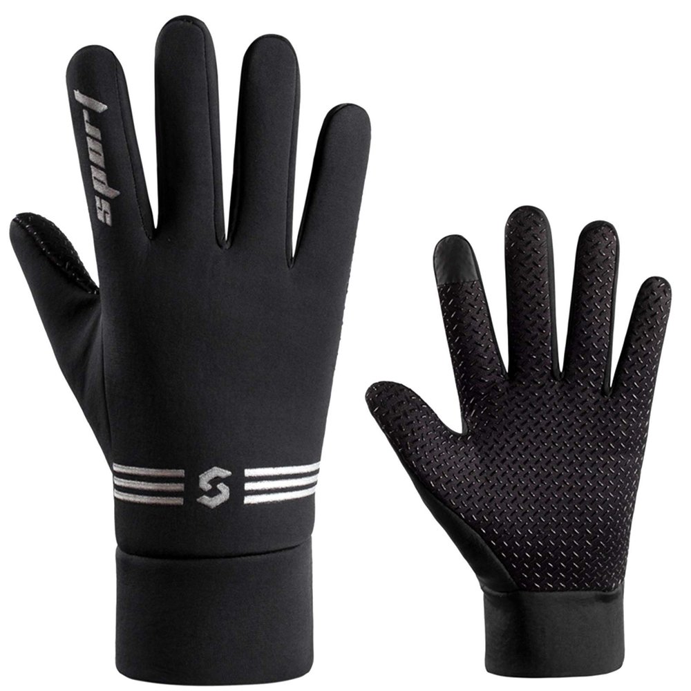 FUFU Gloves Winter Waterproof Touchscreen Gloves Windproof Thermal Gloves with Non-Slip Full Finger for Cycling,Driving,Running (Color : Black)