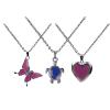 3pcs Temperature Sensing Color Changing Mood Necklace Set Turtle Butterfly Love Heart Shape Pendant Control Emotion Feeling Romantic Stainless Steel Chain Jewelry view 1