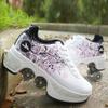 CHSSIH Roller Skates for Women,Shoes with Wheels for Girls Roller skatesfor Girls Ages 6-12, Adult Parkour Quad Roller Shoes Inline Skates Children'sOutdoor Skates,D-6.5 view 3
