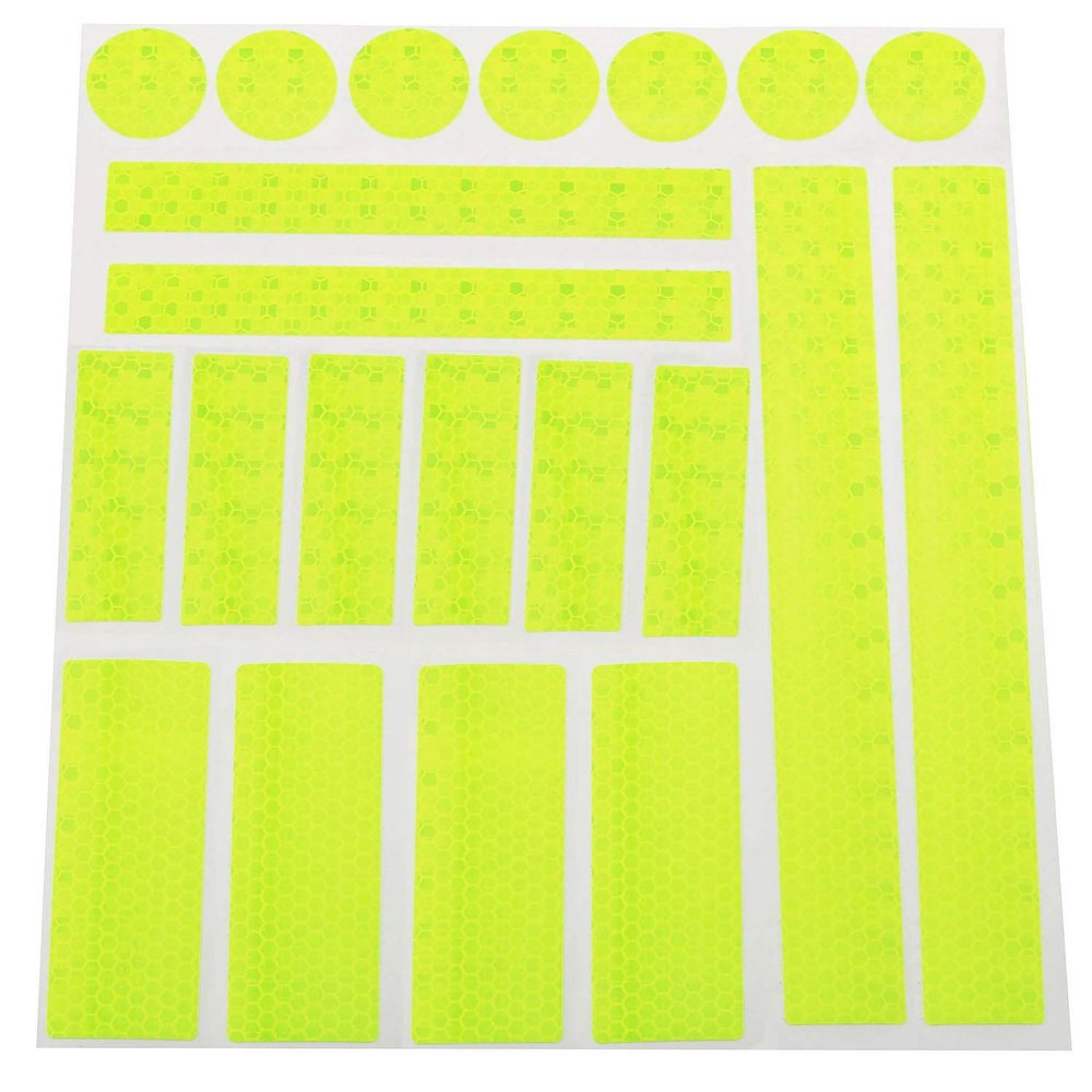 E-outstanding Reflective Sticker for Bike 21PCS Yellow Safety Reflector Waterproof Adhesive Reflective Decals for Cycling Bicycle, Wheelchairs, Motorbike, Helmet, Stroller, Scooter, Hard Hat