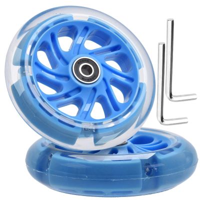 120mm x 28mm Light-up Kick Scooter Front Wheels 8mm OD Inline, LED Bearing Skateboard Silent Flash Wheel with Bearings ABEC-9 for Foldable Micro Mini 2-3-4 Wheel Kids Scooter Kickboard