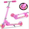 TENBOOM Scooter Toys for Kids Ages 6-12/3-5, Max Load 220 LBS, Foldable Lightweight Kick Scooter with Light Up Wheels, Kickstand, 3 Adjustable Levels, Rear Brake, Rose Red view 1