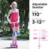 TENBOOM Scooter Toys for Kids Ages 6-12/3-5, Max Load 220 LBS, Foldable Lightweight Kick Scooter with Light Up Wheels, Kickstand, 3 Adjustable Levels, Rear Brake, Rose Red view 2
