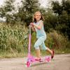 TENBOOM Scooter Toys for Kids Ages 6-12/3-5, Max Load 220 LBS, Foldable Lightweight Kick Scooter with Light Up Wheels, Kickstand, 3 Adjustable Levels, Rear Brake, Rose Red view 3