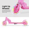 TENBOOM Scooter Toys for Kids Ages 6-12/3-5, Max Load 220 LBS, Foldable Lightweight Kick Scooter with Light Up Wheels, Kickstand, 3 Adjustable Levels, Rear Brake, Rose Red view 4