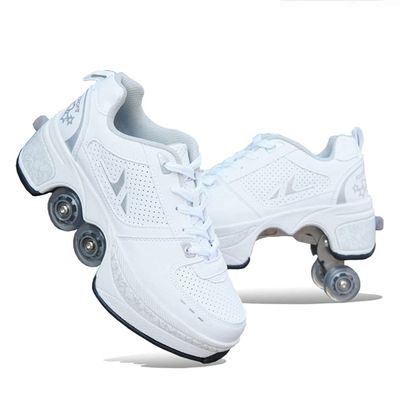 A-6 Roller Skates for Women: Kick Rollers Shoes with Retractable Wheels - Adult Parkour and Quad Inline Skates for Boys & Girls, Outdoor Use - Children's Shoes with Wheels