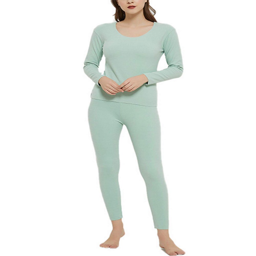Letuwj Women's Thermal Underwear Ultra Soft Long Johns Set with Fleece Lined Green XXL