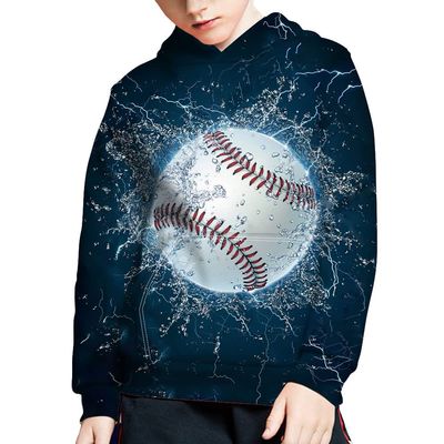 WELLFLYHOM Youth Hoodies for Boys Pullover Hood Jerseys Baseball Water Cool Graphic s Sweatshirt with Pocket Size 14-16 Junior Kids Fashion Activewear Pullover Sport Shirt Fall Outfits