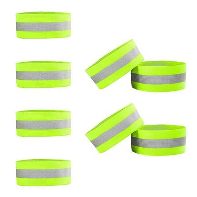 Juland 8 PCS Reflective Wristbands Adjustable Elastic Running Gear Arm Bands Belt High Visibility Safety Reflector Straps Bicycle Pants Cuff Clip for Runners Women Kids Men Fluorescent Green