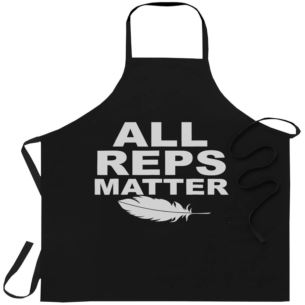 Motivation Gym Chef Apron Fitness Gift for Men Women - All Reps Matter Funny Workout Bodybuilding T-Shirt Black Kitchen Aprons - Grill Cook Apron 1 Size Fits All