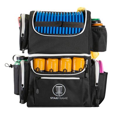STAR FRAME Brick 3.0 Disc Golf Bag With Cooler | Large Insulated Built-in Cooler with 24-Can Capacity | 16-Disc Frisbee Golf Backpack | Light Durable Black Disc Golf Bag | Huge Storage & Putter Pocket