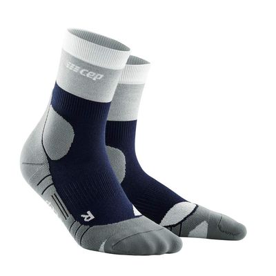 CEP Light Merino Wool Hiking Mid-Cut Socks, Marineblue/Grey, Men, III (MD)