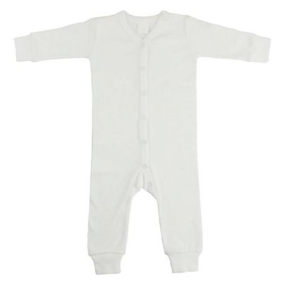 212 Main Interlock Union Suit Long Johns, White - Small