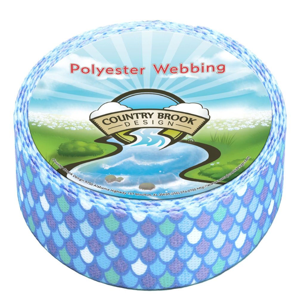 Country Brook Design - Mermaid Scales Polyester Webbing (1 1/2 Inch, 10 Yards)