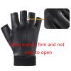 FUFU Gloves Men's Fingerless PU Gloves Winter Stretch Knitted Half Finger Gloves view 4