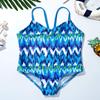 Hansber Kids Girls Tie Dye Swimwear One Piece Boho Printed Tankini Leotard Swimsuit Cami Beachwear Lake_Blue 3T view 3