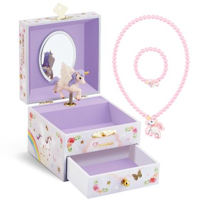 RR ROUND RICH DESIGN Kids Musical Jewelry Box for Girls Purple