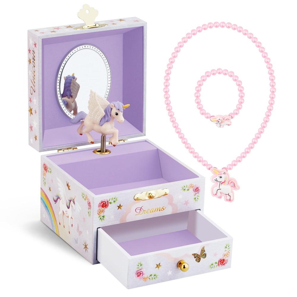 RR ROUND RICH DESIGN Kids Musical Jewelry Box for Girls Purple