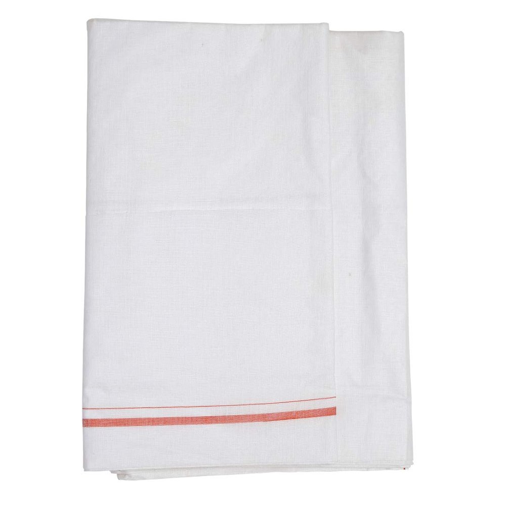 Decorative Cotton Dhoti Dhoti's Veshti Full Length Men's Ethnic Wear Single Piece Indian traditional Fancy Dhoti with Border for Festival New year gifts Decor Housewarming Pooja(White)(Size:-2 Meter)