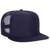 Ashen Fane Polyester Flat Bill Foam Front 5 Panel High Crown Mesh Back Trucker Snapback Hat, Navy view 1