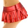 Moily Women's Shiny Metallic Low Rise Double Layered Ruffled Frilly Mini Skirt Club Rave Dance Red X-Large view 2