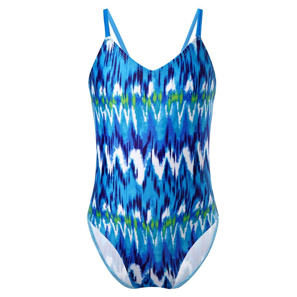 Kaerm Kids Girls One-Piece Spaghetti Straps Monokini Floral Print V Neck Beach Bikini Swimwear Bathing Suits Lake_Blue 2-3 Years